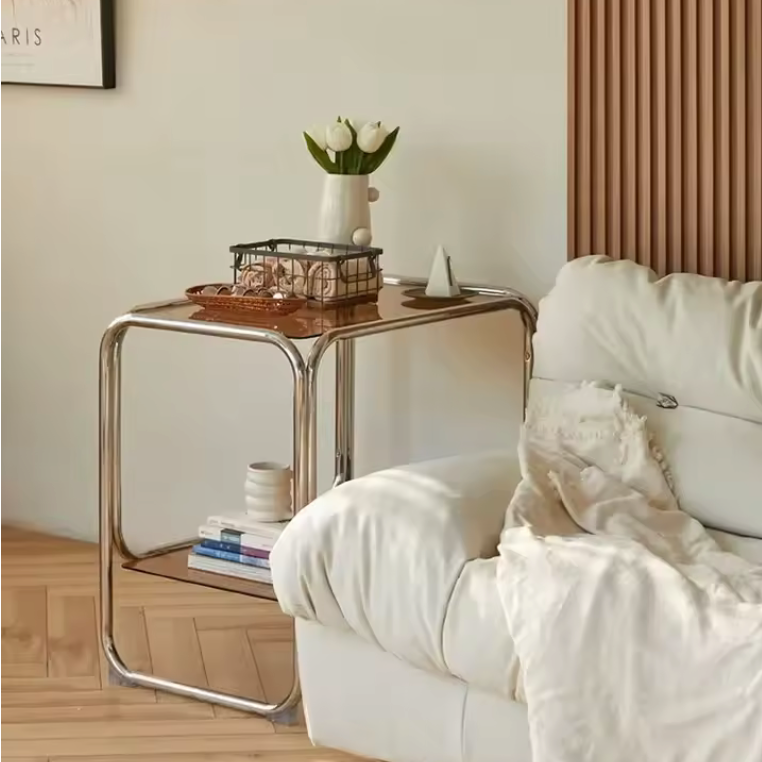 Table d’Appoint Design "Chrome & Glass"